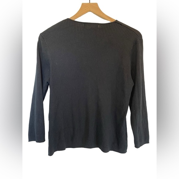 AUGUST SILK Ribbed Cardigan Black Women's Size L Silk Blend Whimsigoth Alt Girl - Picture 2 of 6